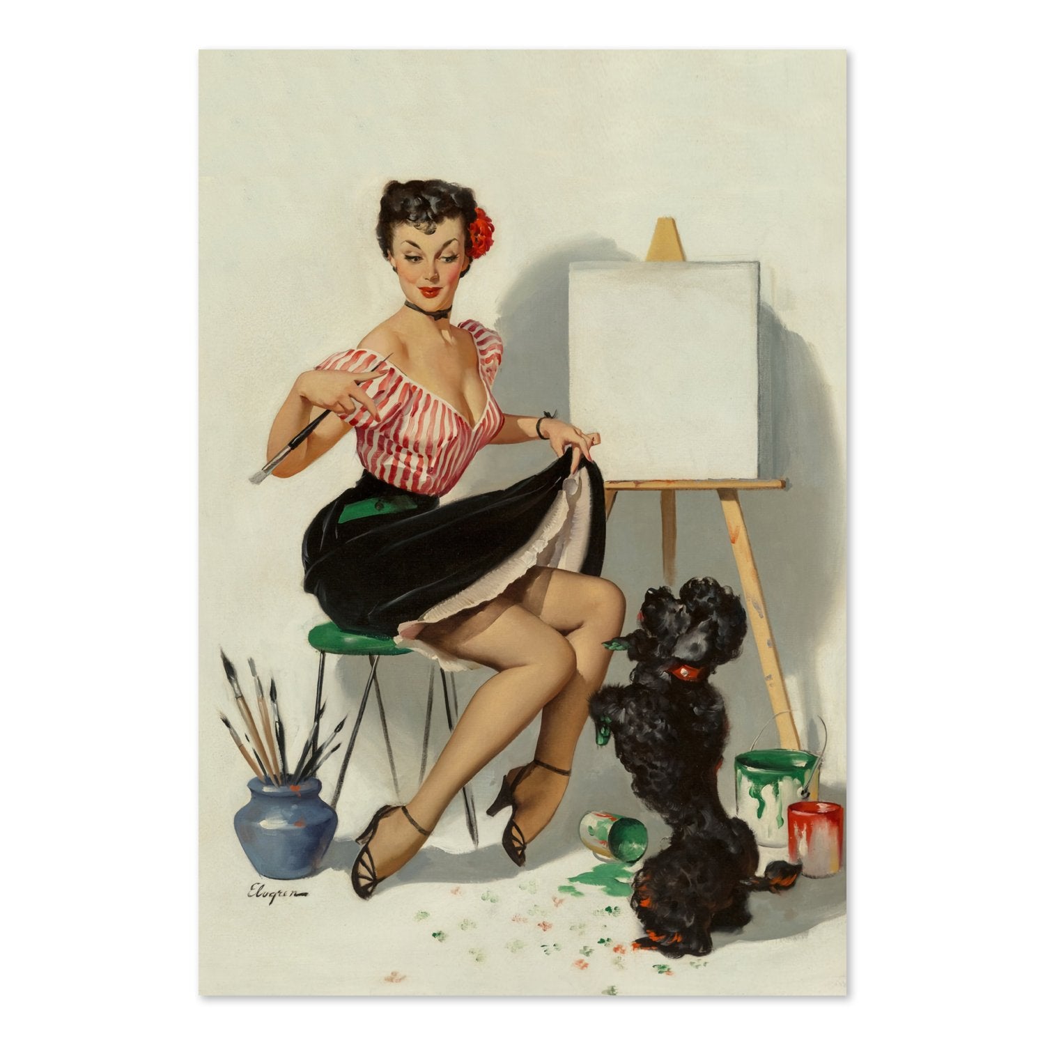 Some Help! by Gil Elvgren, pin-up poster — framed print